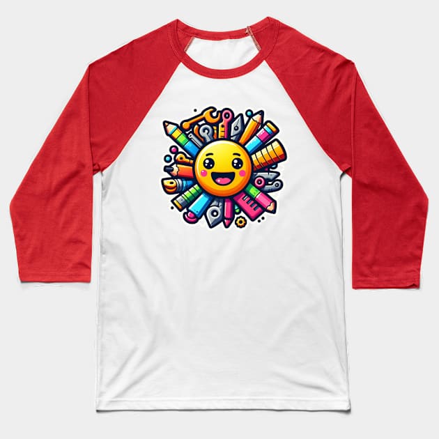 Colorful cheerful tools for the handyman Baseball T-Shirt by AilemaDesign